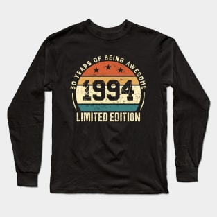 Vintage 1994 Retro 30th Birthday Gift Idea Long Sleeve T-Shirt